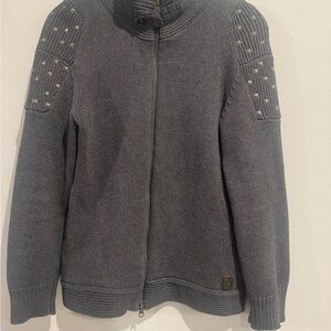 Ruff Hewn Charcoal Sweater with Studded Shoulders